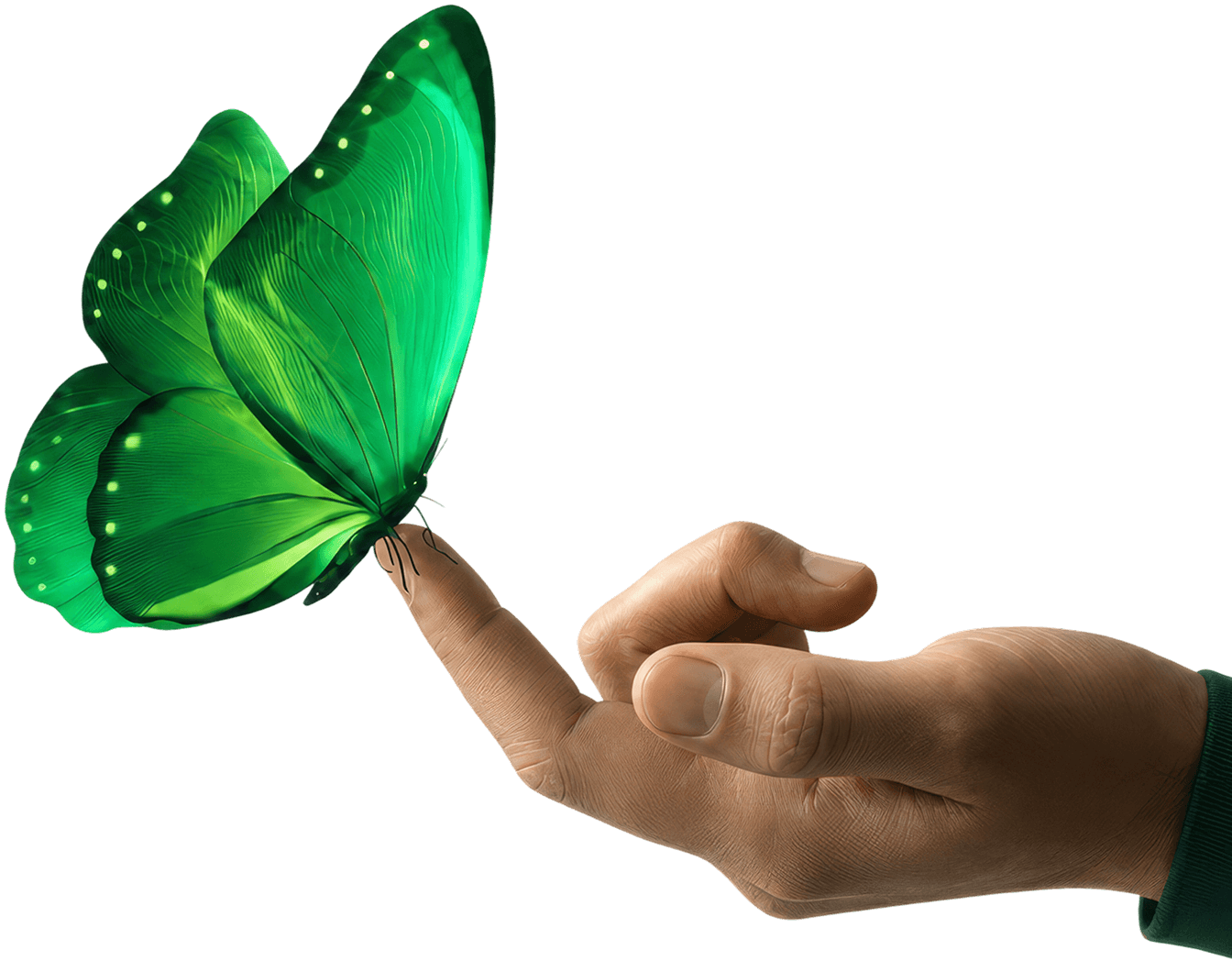 Butterfly resting on a fingertip